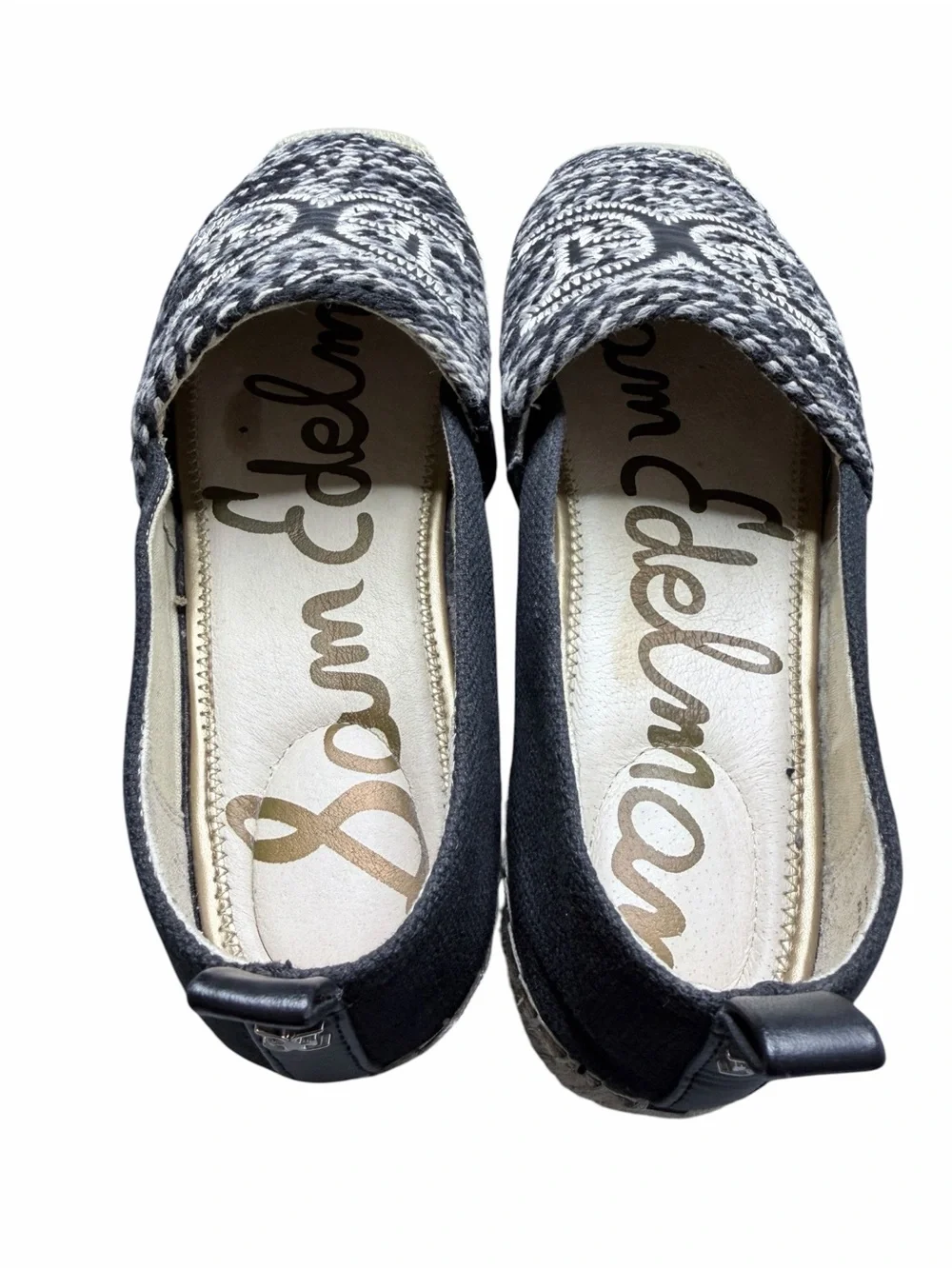 Sam Edelman Khloe Women’s Fabric & Leather Black and Tan Espadrilles Size 10M